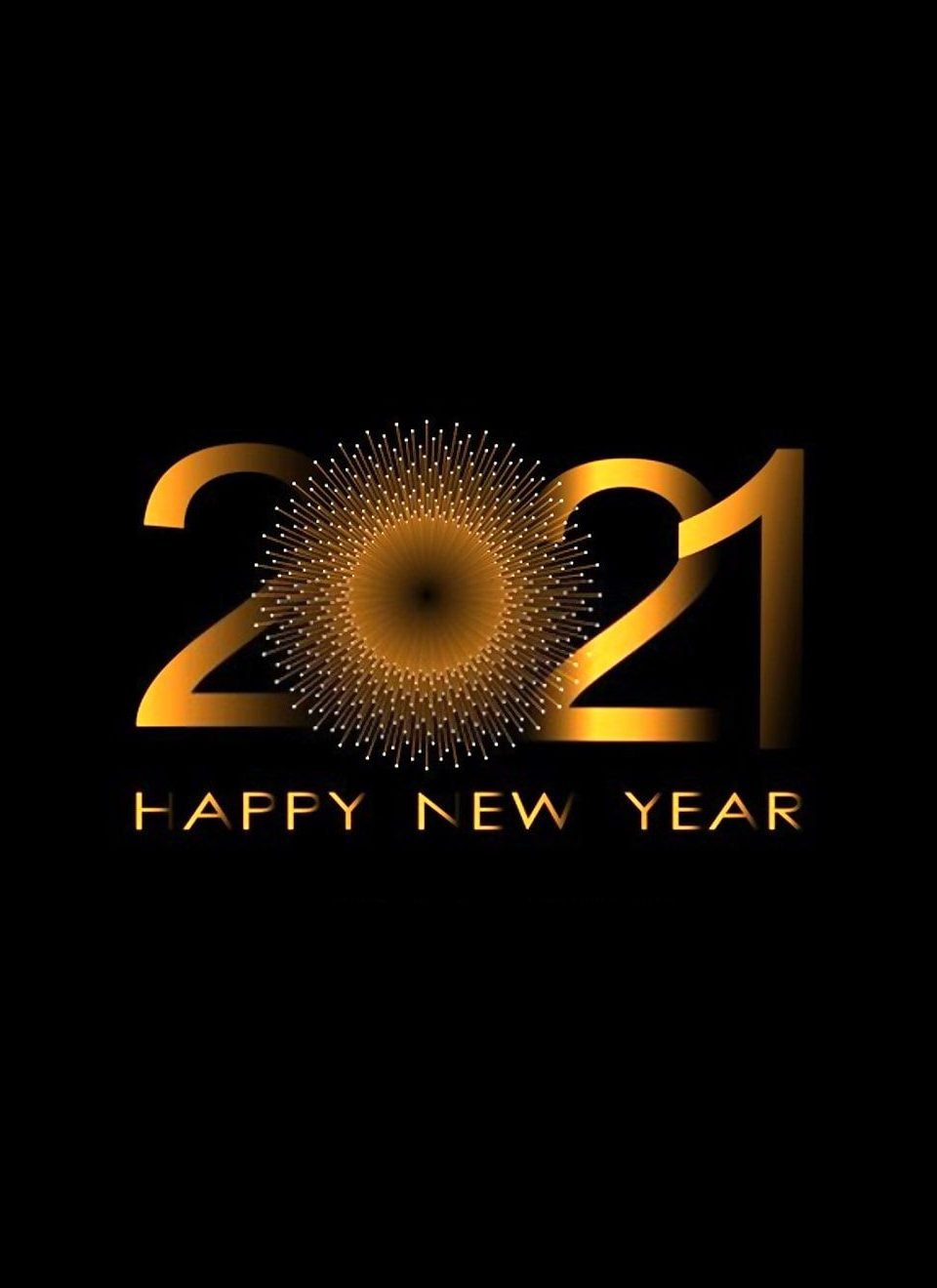 Stylized Happy New Year 2021 image with greetings from the Clark Davis Associates staffing team!