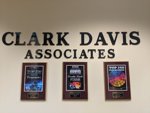 Latest three awards earned by Clark Davis Associates as of January 2021 with the newest award displayed in the center of the image